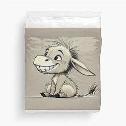 Drawing of Happy Eeyore Cartoon Duvet Cover