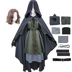 Elden Ring Melina Cosplay Costume Dress Cape Cloak Set with Scarf Halloween