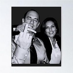 Elliot Stabler and Olivia Benson Actors Giving The Middle Finger Meme Poster