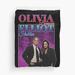Olivia Benson, Elliot Stabler 90s Inspired Vintage Homage Duvet Cover