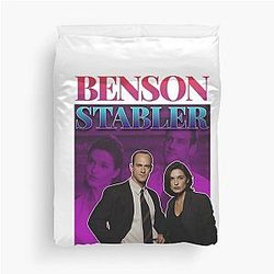 Olivia Benson and Elliot Stabler 90s Inspired Vintage Homage Custom Duvet Cover