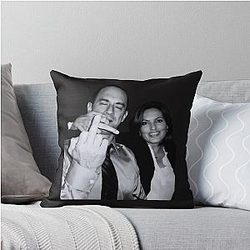 Elliot Stabler and Olivia Benson Actors Musicians Giving The Middle Finger Meme Throw Pillow
