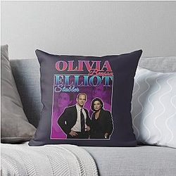 Vintage Olivia Benson and Elliot Stabler 90s Inspired Homage Throw Pillow