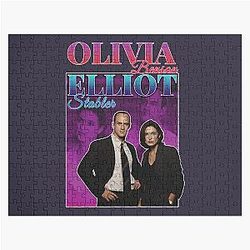Vintage Olivia Benson and Elliot Stabler 90s Inspired Homage Jigsaw Puzzle