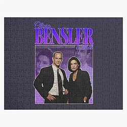 Green Olivia Benson Elliot Stabler 90s Inspired Homage Jigsaw Puzzle