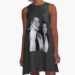 Elliot Stabler and Olivia Benson Actors Giving The Middle Finger Meme A-Line Dress