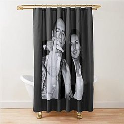 Elliot Stabler and Olivia Benson Actors Giving the Middle Finger Meme Shower Curtain