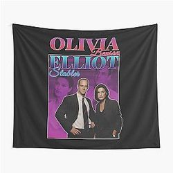 Olivia Benson Elliot Stabler 90s Inspired Vintage Homage Tapestry