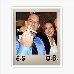 Elliot Stabler and Olivia Benson Actors giving the middle finger meme sticker