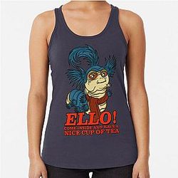 Ello Worm Come and Have a Nice Cup of Tea Racerback Tank Top