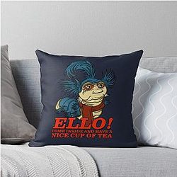 Ello Worm Come Inside and Have a Nice Cup of Tea Throw Pillow