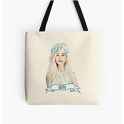 Emilia Clarke wearing a flower Tote Bag