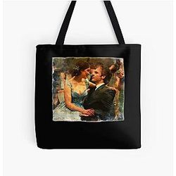 Emilia Clarke Me Before You Sam Claflin Movie Fan Art Romantic Couple All Over Print Tote Bag