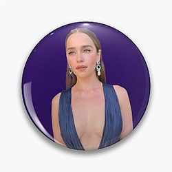 Emilia Clarke in a Blue Dress Pin