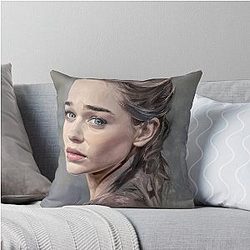 Portrait of Emilia Clarke Throw Pillow