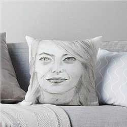Realistic Emma Stone Drawing Art  Emma Stone Graphite Pencil Throw Pillow