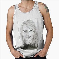 Realistic Emma Stone Drawing Art Graphite Pencil Tank Top