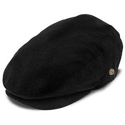 Entourage Black Ivy Cap Lightweight Linen-Cotton Blend Flat Cap with Snap Brim Grosgrain Sweatband & Side Pin