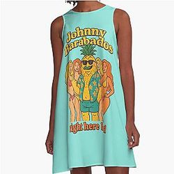 Johnny Barbados and his bikini-clad entourage a-line dress