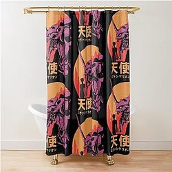 Neon Genesis Evangelion Retro T-Shirt Shower Curtain