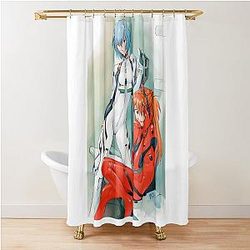 Rei and Asuka Neon Evangelion Art Shower Curtain