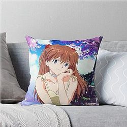 Asuka Langley Soryu Cherry Tree Neon Genesis Evangelion Throw Pillow