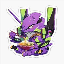 Neon Genesis Evangelion Unit 01 Anime Mecha Chibi Ramen Sticker