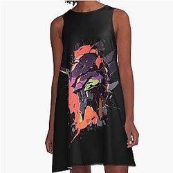 Neon Genesis Evangelion Anime Unit 01 Head Burst Through Debris A-Line Dress