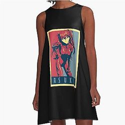 Evangelion - Asuka Political Anime T-Shirt A Line Dress