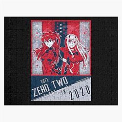 Zero Two Political Evangelion Darling in the Franxx Crossover Tshirt Jigsaw Puzzle