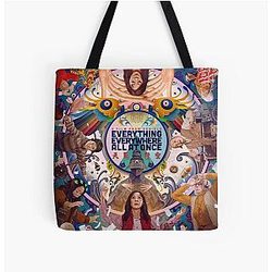 Everything Everywhere All Once Googly Eyes Over Print Tote Bag