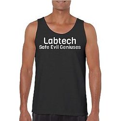 Labtech. Safe Evil Geniuses - Funny Men's Tank Top – Comfortable Graphic Tee for Adults Black