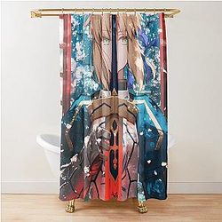 Fate Stay Night Anime Behind Crimson Blade Shower Curtain