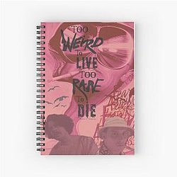 Too Rare to Die - Fear and Loathing in Las Vegas Red Monochrome Spiral Notebook