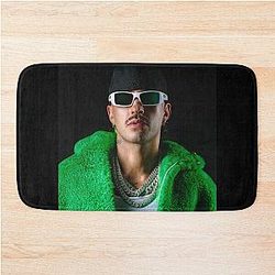 Feid Urban Style Portrait Green Aesthetic Latin Street Art Bath Mat