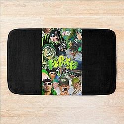 Feid Green Aesthetic Collage Art Design Bath Mat