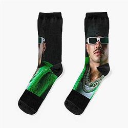 Feid Urban Portrait - Green Aesthetic Latin Street Art Socks