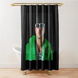 Feid Urban Portrait - Green Latin Street Art Shower Curtain