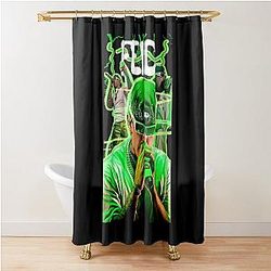 Feid Neon Aesthetic Music Art Vibrant Green Concert Style Design Shower Curtain