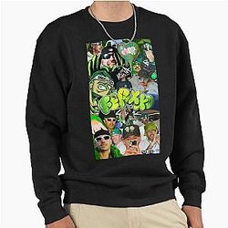 Feid Green Aesthetic Collage Art Design Pullover Sweatshirt