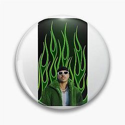 Feid Neon Green Flames Urban Latin Aesthetic Design Pin