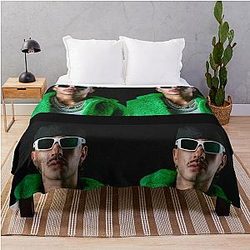 Feid Urban Style Portrait Green Aesthetic Latin Street Art Throw Blanket
