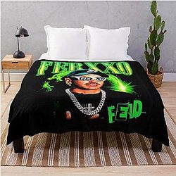 Feid FERXXO Neon Style Latin Music Art Portrait Throw Blanket
