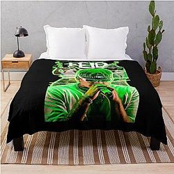 Feid Neon Aesthetic Music Art - Vibrant Green Concert Design Throw Blanket