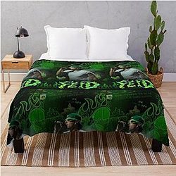 Feid - Ferxxo Green Flame Street Art Aesthetic Design Throw Blanket