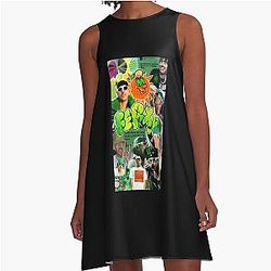 Feid Urban Aesthetic Green Vibe Latin Street Art A-Line Dress