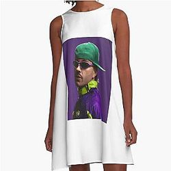 Feid Neon Flow Urban Music Vibes A-Line Dress