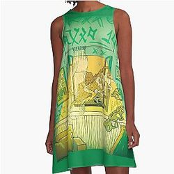 Feid - Verde Aesthetic Room Art Illustration Dress