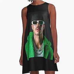 Feid Urban Portrait - Green Aesthetic Latin Street Art Dress