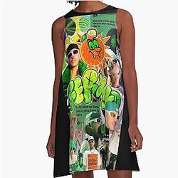 Feid Urban Aesthetic – Green Vibe Latin Street Art A-Line Dress